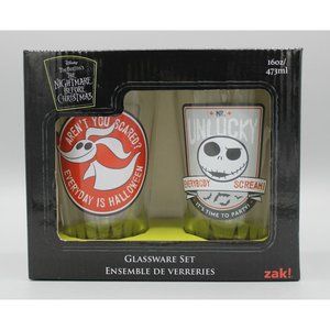 Nightmare Before Christmas Set of 2 Pint Glasses Jack & Zero Zak! Glassware 16oz